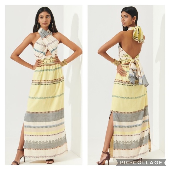 Anthropologie Dresses & Skirts - Anthropologie Halter Neck Tie Maxi Dress Verb by Pallavi Singhee Boho - Large